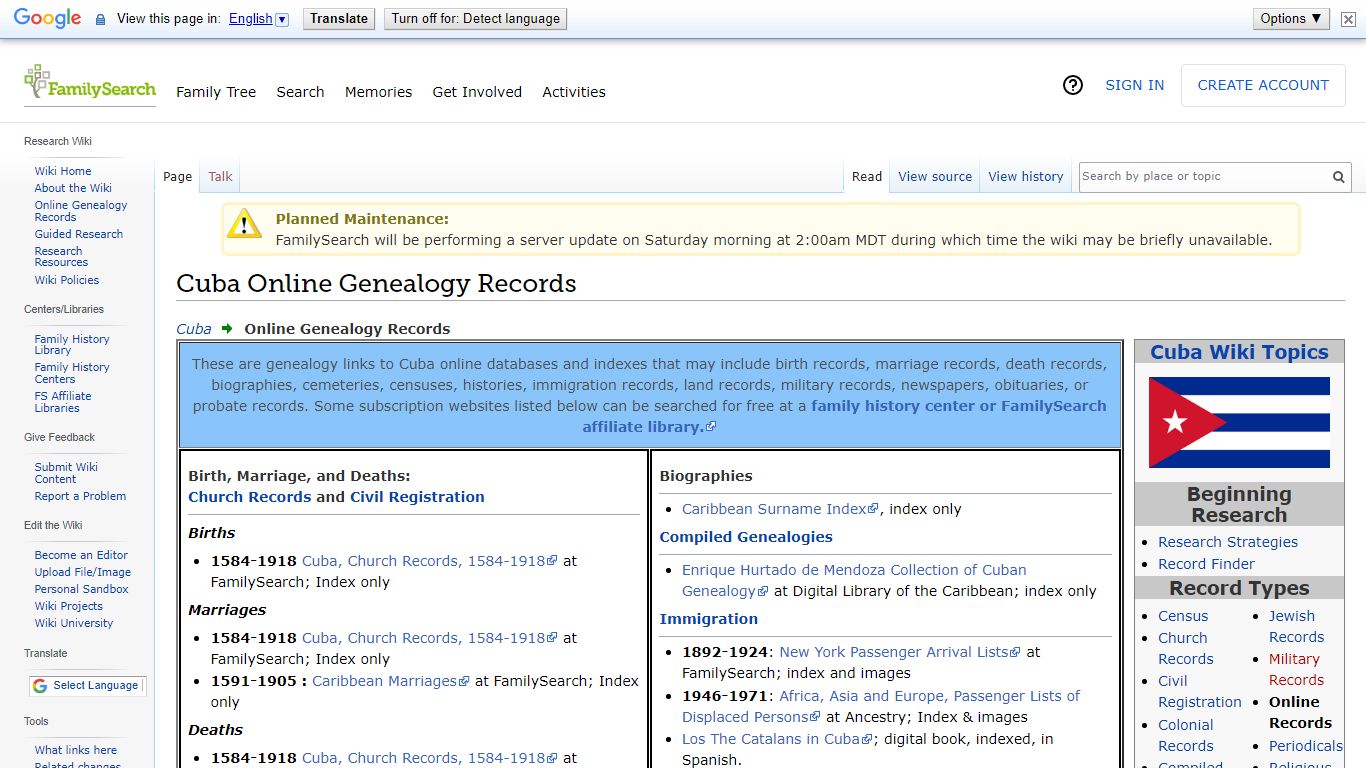 Cuba Online Genealogy Records • FamilySearch