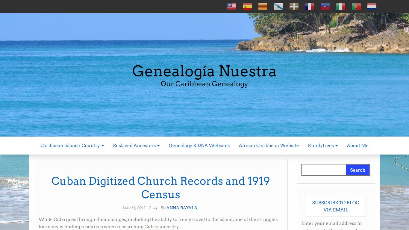 Cuban Digitized Church Records and 1919 Census ...